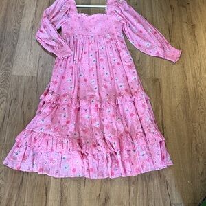 Love Shack Fancy Pink Floral Dress NWT Size L